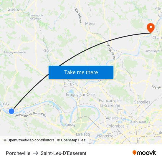 Porcheville to Saint-Leu-D'Esserent map