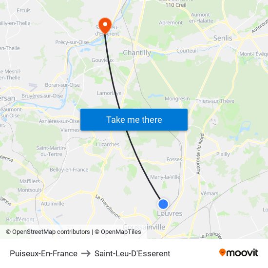 Puiseux-En-France to Saint-Leu-D'Esserent map