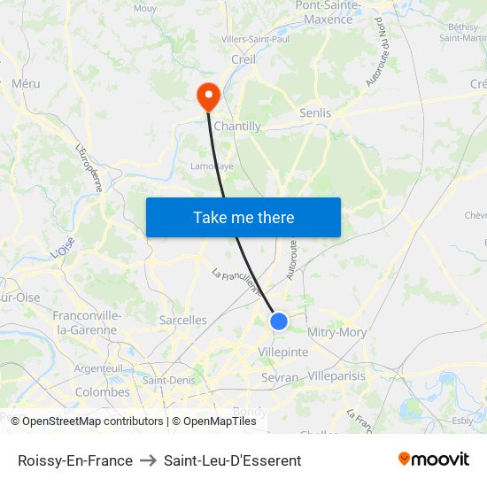 Roissy-En-France to Saint-Leu-D'Esserent map