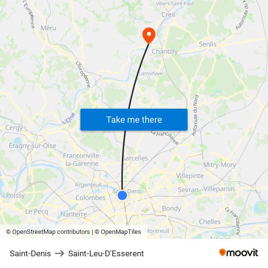 Saint-Denis to Saint-Leu-D'Esserent map