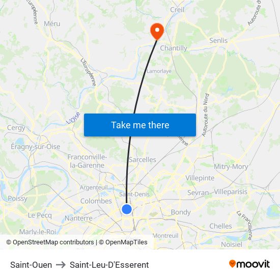 Saint-Ouen to Saint-Leu-D'Esserent map