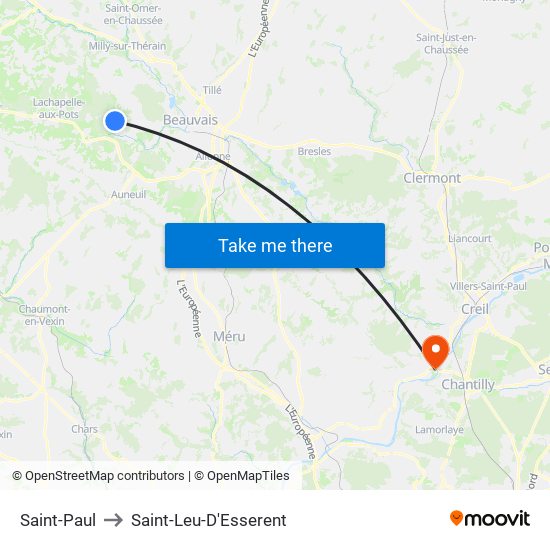 Saint-Paul to Saint-Leu-D'Esserent map