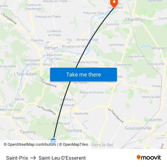 Saint-Prix to Saint-Leu-D'Esserent map