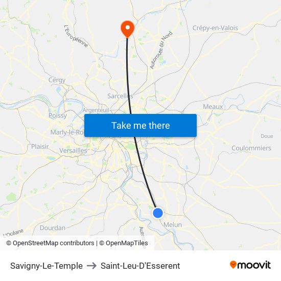 Savigny-Le-Temple to Saint-Leu-D'Esserent map