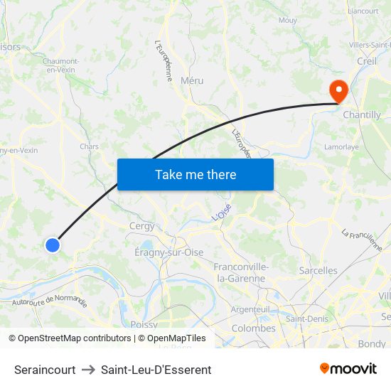 Seraincourt to Saint-Leu-D'Esserent map