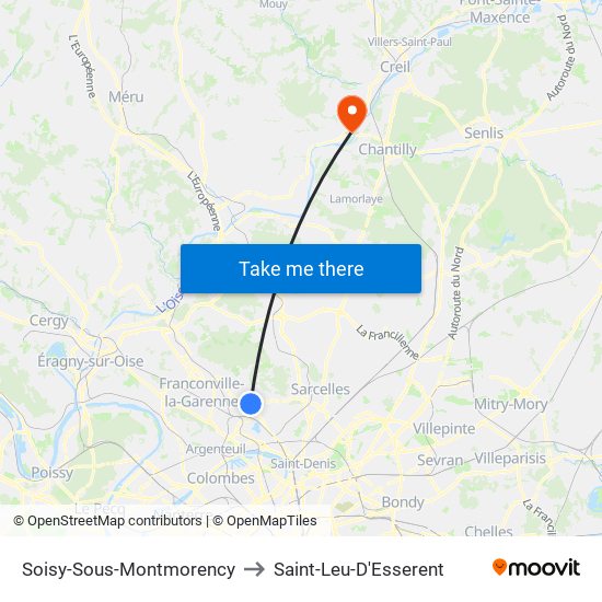 Soisy-Sous-Montmorency to Saint-Leu-D'Esserent map