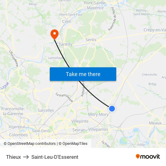 Thieux to Saint-Leu-D'Esserent map