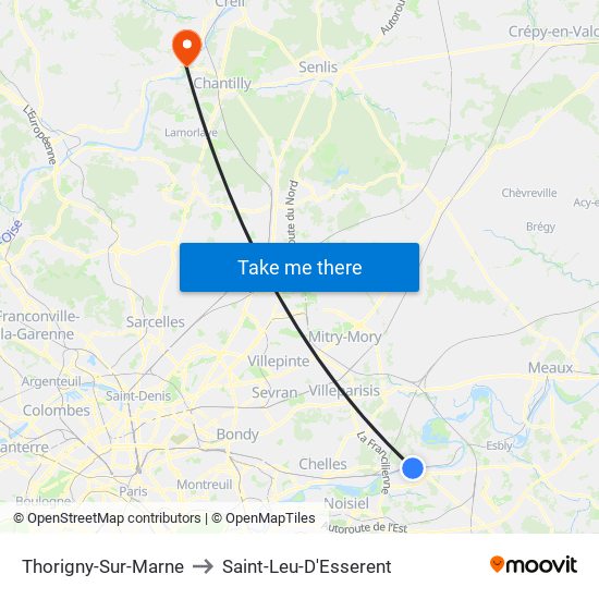 Thorigny-Sur-Marne to Saint-Leu-D'Esserent map