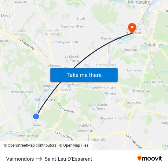 Valmondois to Saint-Leu-D'Esserent map