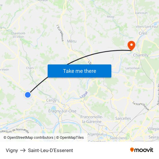 Vigny to Saint-Leu-D'Esserent map