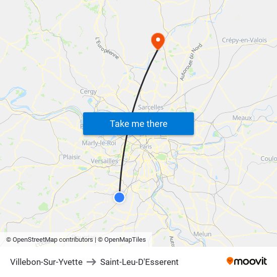 Villebon-Sur-Yvette to Saint-Leu-D'Esserent map