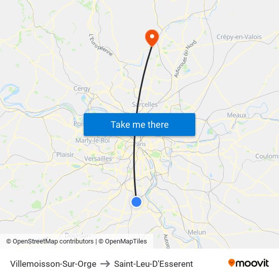 Villemoisson-Sur-Orge to Saint-Leu-D'Esserent map