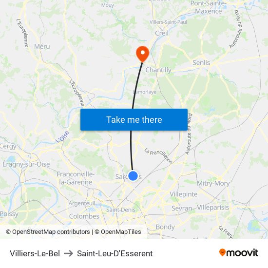 Villiers-Le-Bel to Saint-Leu-D'Esserent map
