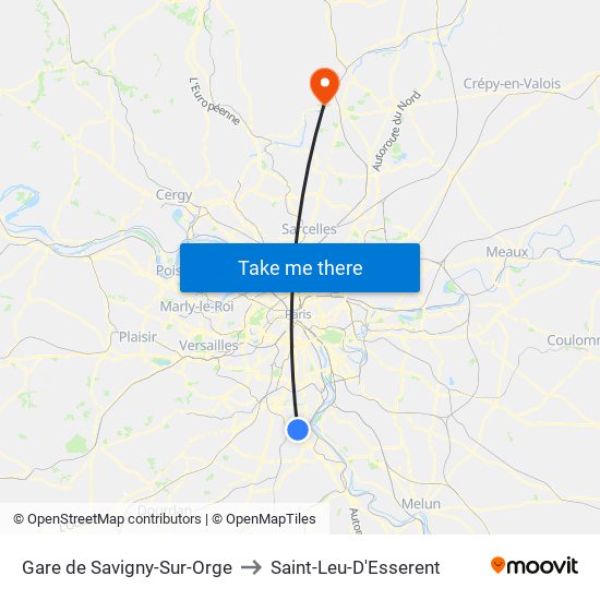 Gare de Savigny-Sur-Orge to Saint-Leu-D'Esserent map