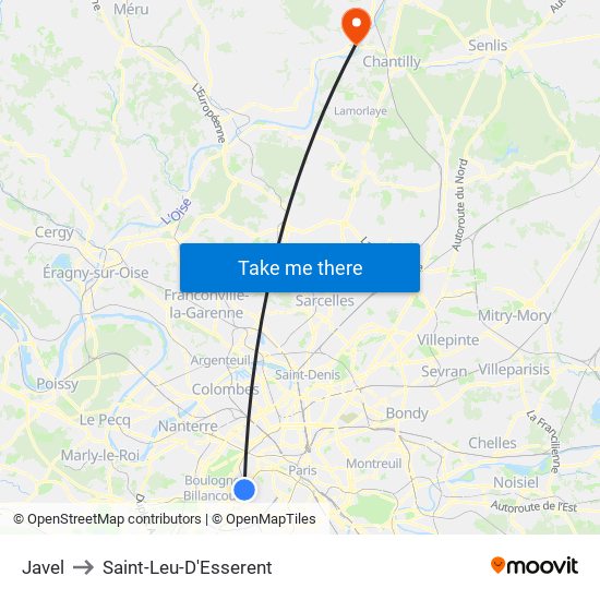Javel to Saint-Leu-D'Esserent map