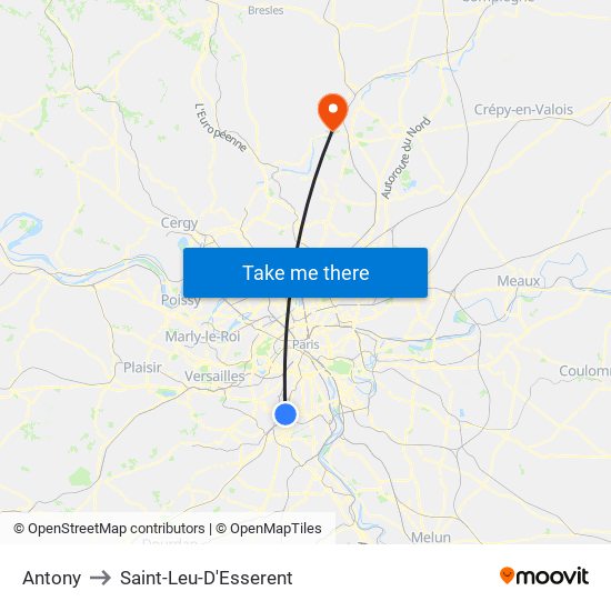 Antony to Saint-Leu-D'Esserent map