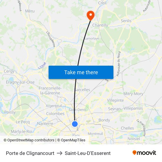 Porte de Clignancourt to Saint-Leu-D'Esserent map