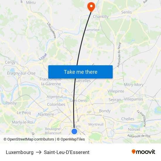 Luxembourg to Saint-Leu-D'Esserent map