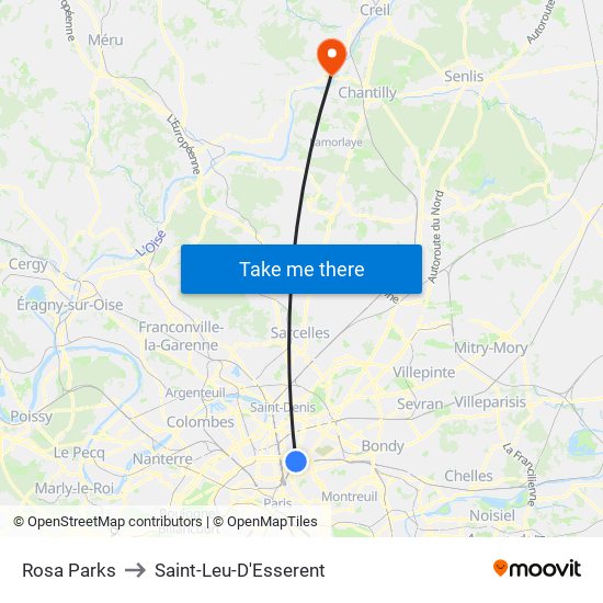Rosa Parks to Saint-Leu-D'Esserent map
