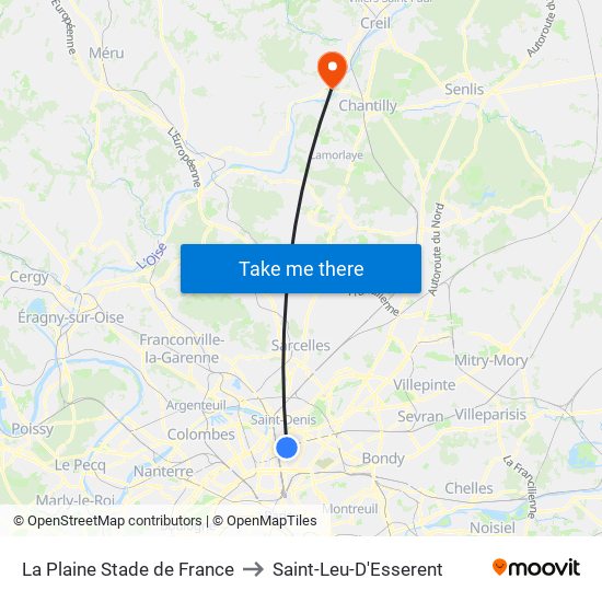 La Plaine Stade de France to Saint-Leu-D'Esserent map
