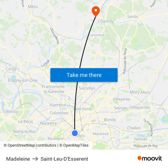 Madeleine to Saint-Leu-D'Esserent map