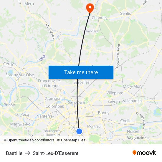 Bastille to Saint-Leu-D'Esserent map
