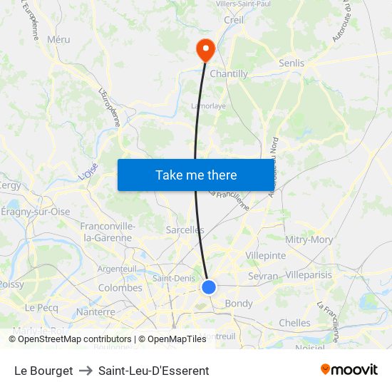 Le Bourget to Saint-Leu-D'Esserent map
