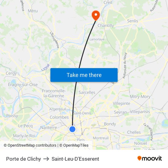 Porte de Clichy to Saint-Leu-D'Esserent map