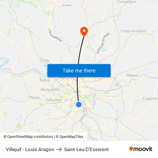 Villejuif - Louis Aragon to Saint-Leu-D'Esserent map