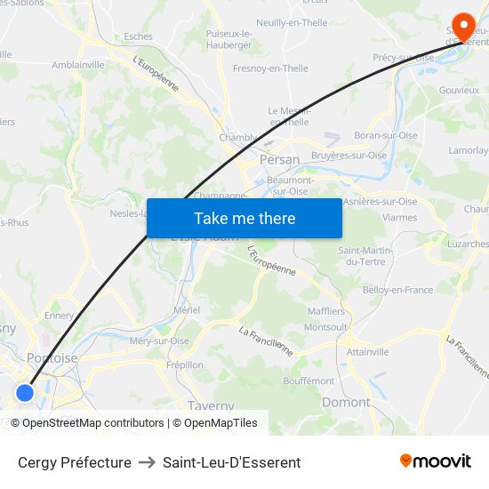 Cergy Préfecture to Saint-Leu-D'Esserent map