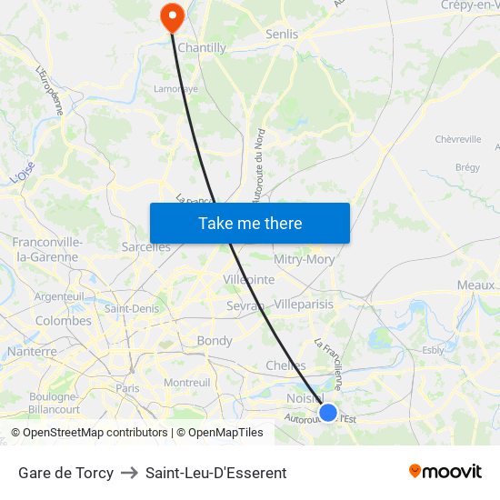 Gare de Torcy to Saint-Leu-D'Esserent map