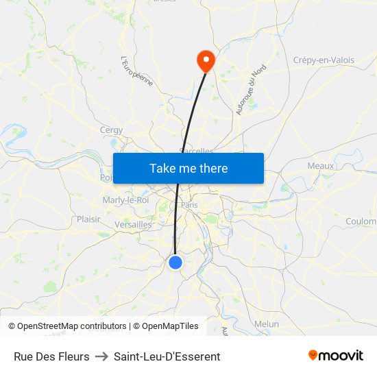 Rue Des Fleurs to Saint-Leu-D'Esserent map