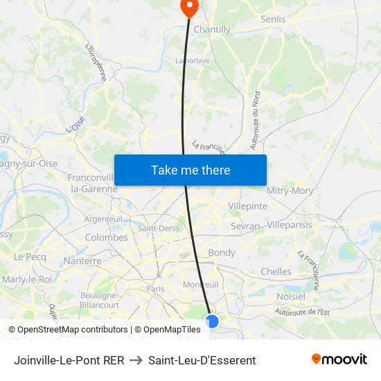 Joinville-Le-Pont RER to Saint-Leu-D'Esserent map