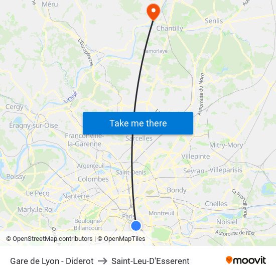 Gare de Lyon - Diderot to Saint-Leu-D'Esserent map