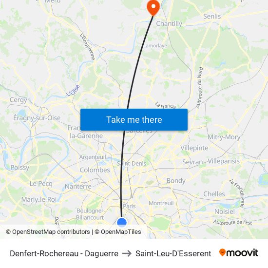 Denfert-Rochereau - Daguerre to Saint-Leu-D'Esserent map