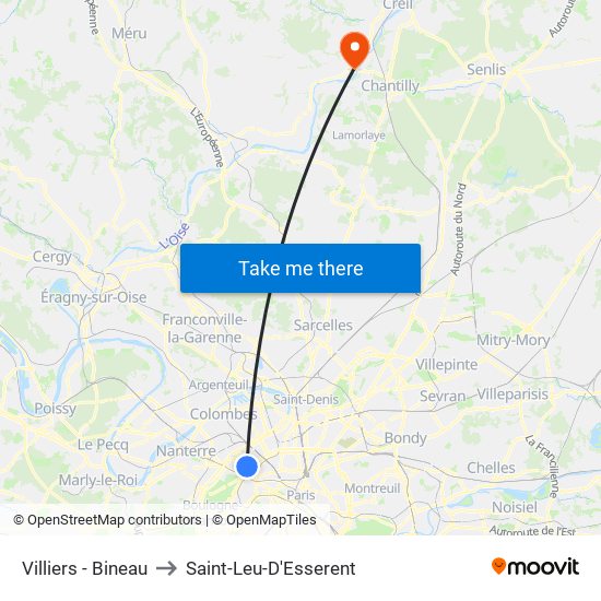 Villiers - Bineau to Saint-Leu-D'Esserent map