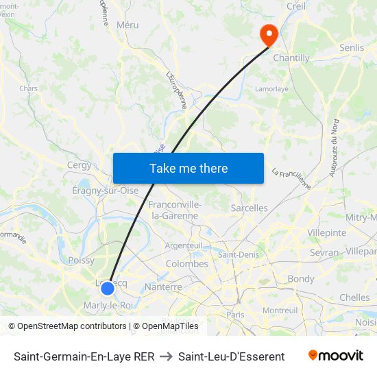 Saint-Germain-En-Laye RER to Saint-Leu-D'Esserent map