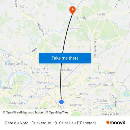 Gare du Nord - Dunkerque to Saint-Leu-D'Esserent map