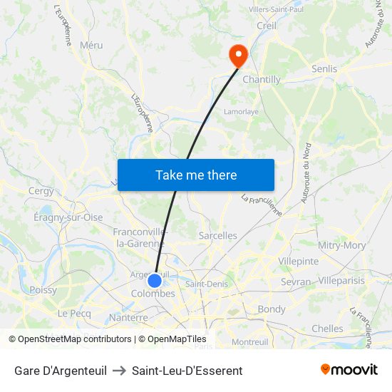 Gare D'Argenteuil to Saint-Leu-D'Esserent map