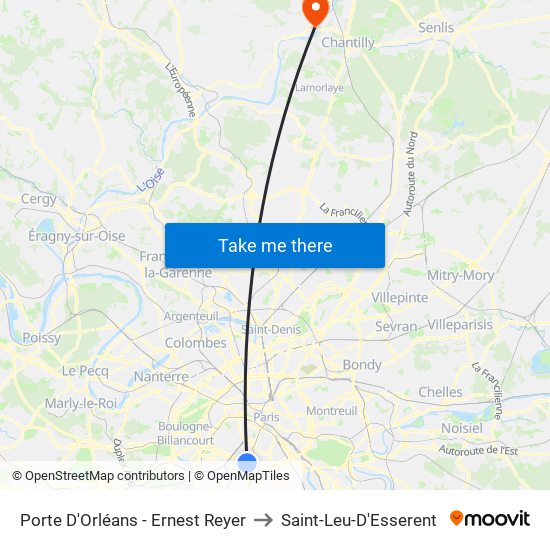 Porte D'Orléans - Ernest Reyer to Saint-Leu-D'Esserent map