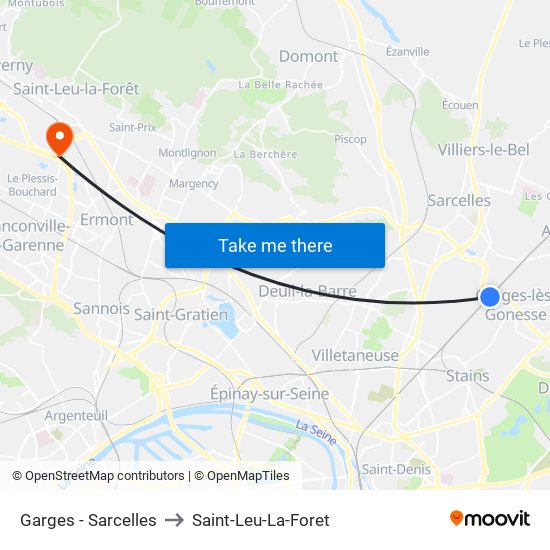 Garges - Sarcelles to Saint-Leu-La-Foret map