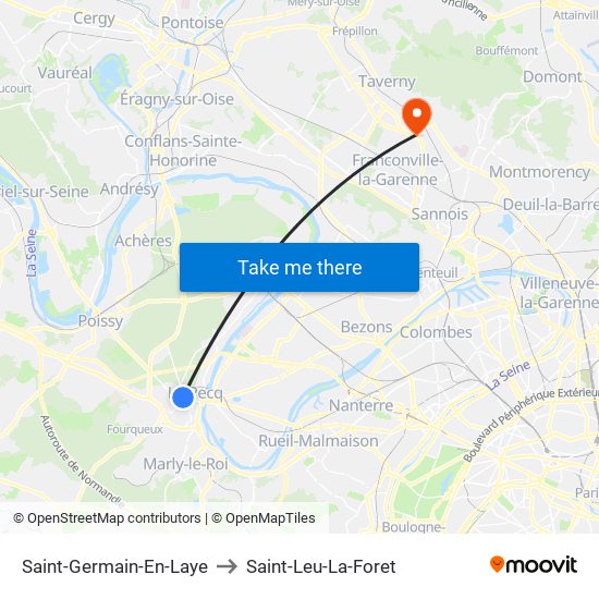 Saint-Germain-En-Laye to Saint-Leu-La-Foret map