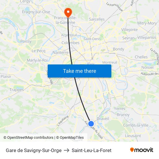 Gare de Savigny-Sur-Orge to Saint-Leu-La-Foret map