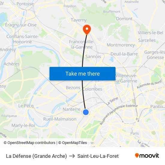 La Défense (Grande Arche) to Saint-Leu-La-Foret map