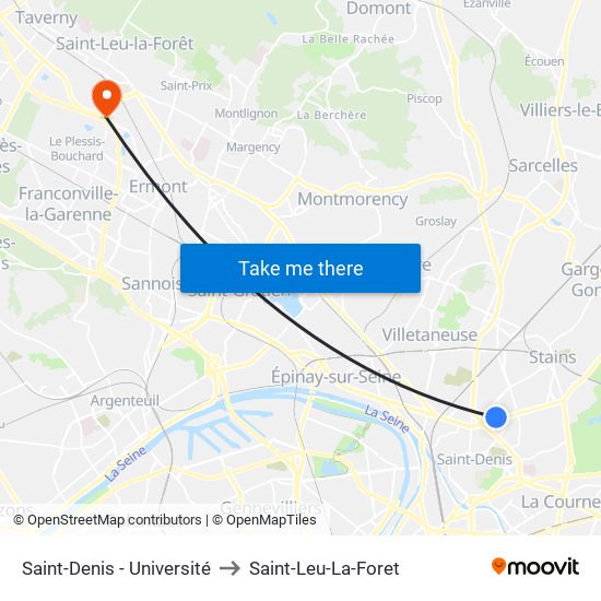 Saint-Denis - Université to Saint-Leu-La-Foret map