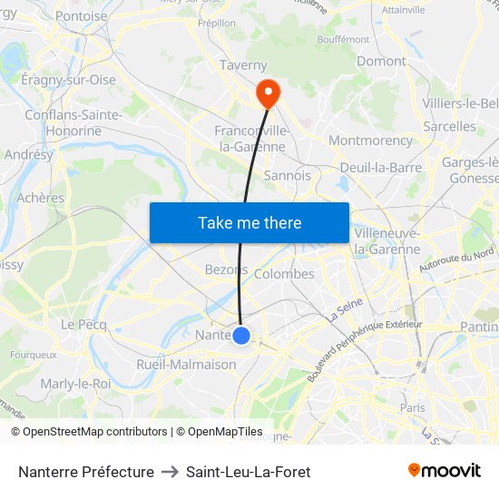 Nanterre Préfecture to Saint-Leu-La-Foret map