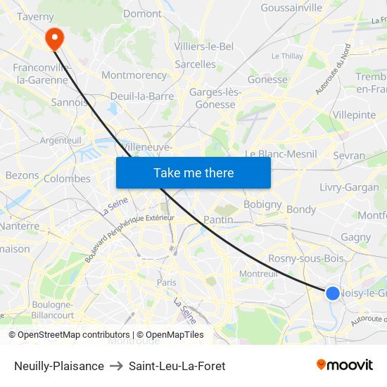 Neuilly-Plaisance to Saint-Leu-La-Foret map