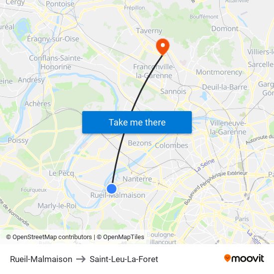 Rueil-Malmaison to Saint-Leu-La-Foret map