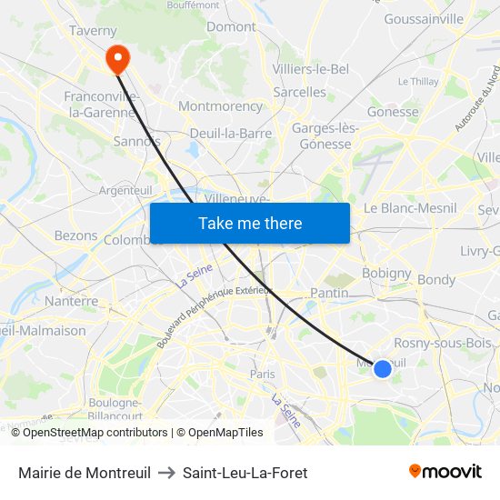 Mairie de Montreuil to Saint-Leu-La-Foret map