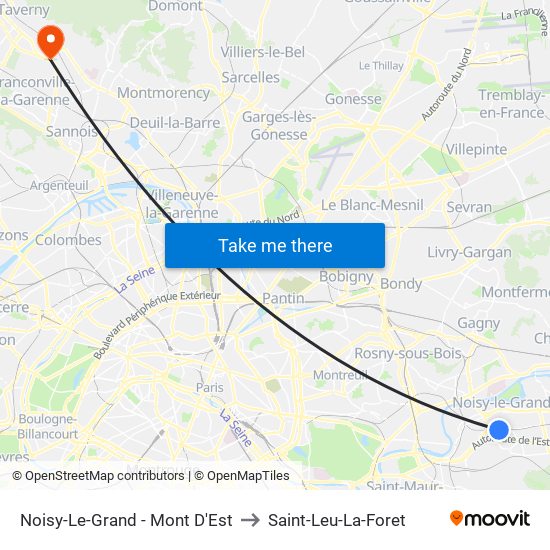 Noisy-Le-Grand - Mont D'Est to Saint-Leu-La-Foret map